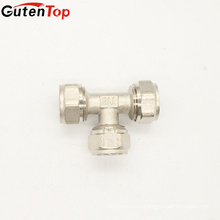 GutenTop High Quality Brass tee nickel plated/NPT threaded female tee for pex/al/pex pipes connection/gas hose brass compression